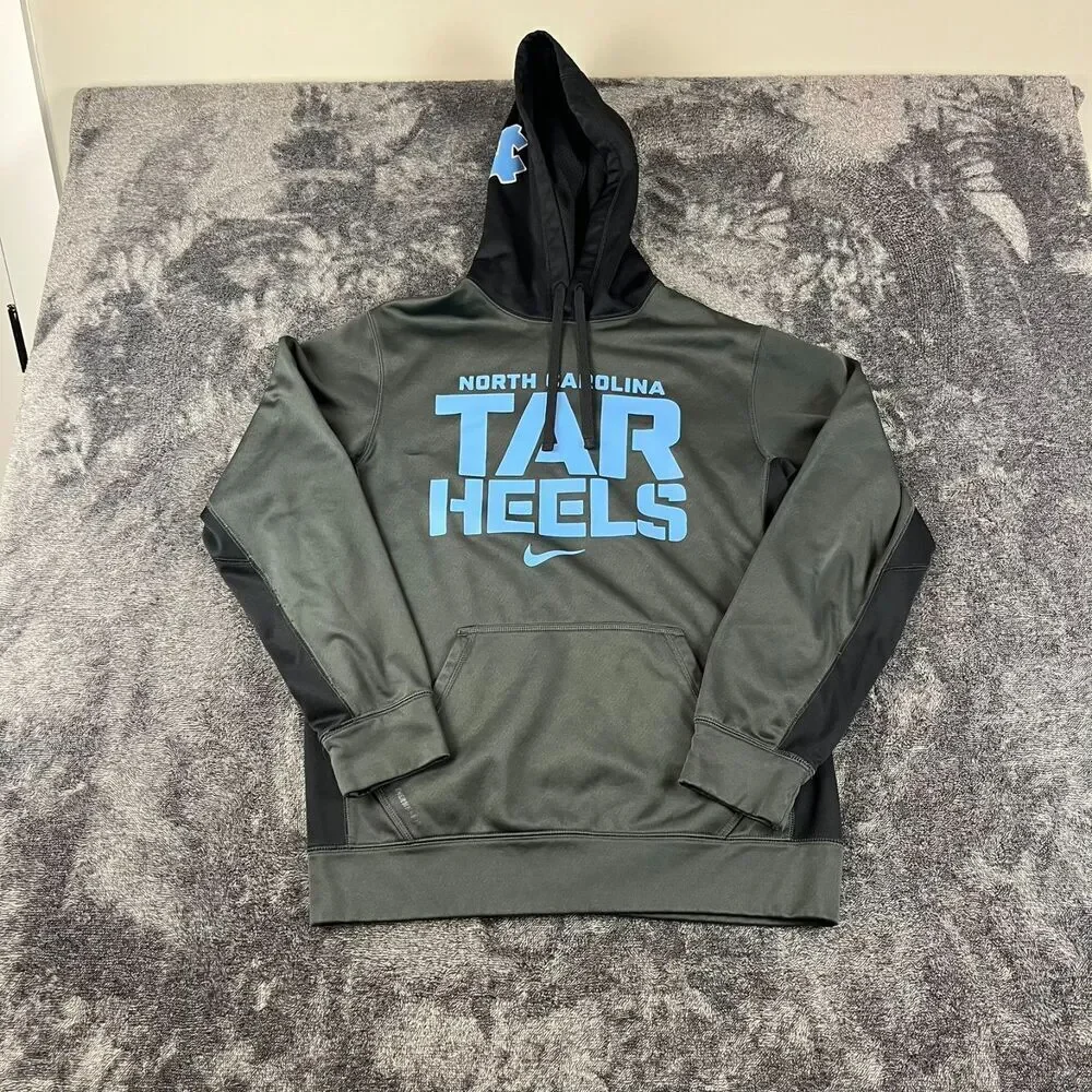 Nike North Carolina Tarheels Therma Fit Hoodie Gray Blue Men's S Big Graphic